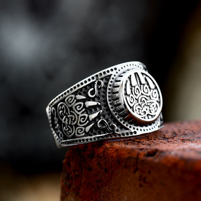 Beier modes vikingu rūnu raksts Lāča nags ķeltu mezgls Gredzens no nerūsējošā tērauda vīriešu panka rotaslietas BR8-739