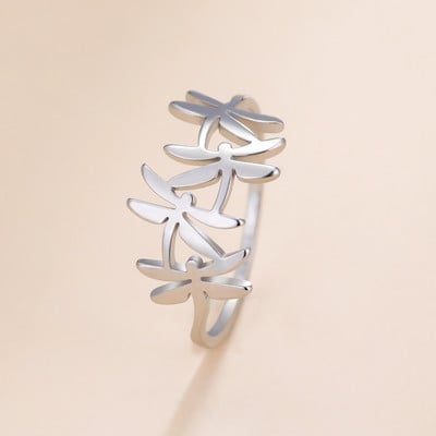 Women`s Dragonfly Ring Stainless Steel Bohemian Insect Animal Ring Fashion Party Jewelry Birthday Gift New