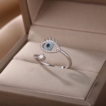 Пръстени Lucky Evil Eye за жени, регулируем отварящ се пръстен от неръждаема стомана 2024 Trend Водоустойчиви естетични бижута anillos mujer