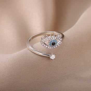 Lucky Evil Eye Rings for Women Ρυθμιζόμενο ανοιγόμενο δαχτυλίδι από ανοξείδωτο ατσάλι 2024 Trend αδιάβροχο αισθητικό κόσμημα anillos mujer