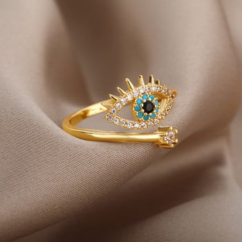 Lucky Evil Eye Rings for Women Ρυθμιζόμενο ανοιγόμενο δαχτυλίδι από ανοξείδωτο ατσάλι 2024 Trend αδιάβροχο αισθητικό κόσμημα anillos mujer