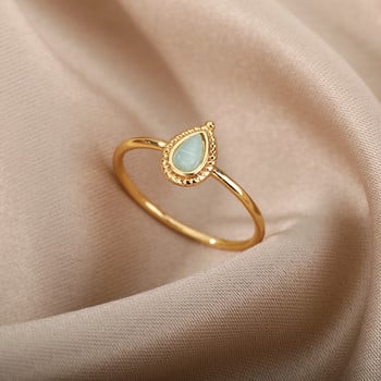 Винтидж пръстени с опал за жени от неръждаема стомана, златен цвят, пръстен за пръсти, брачна лента за двойка, естетични модни бижута anillos mujer