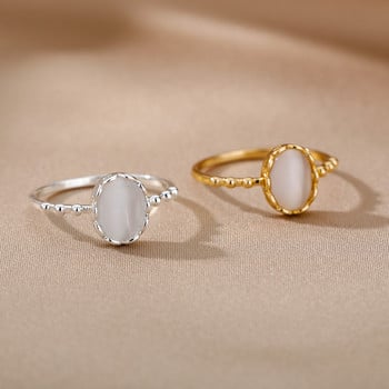 Vintage Opal δαχτυλίδια για γυναίκες από ανοξείδωτο ατσάλι Χρυσό χρώμα Δαχτυλίδι Δαχτυλίδι Ζευγάρι Γάμος Αισθητική μόδα Κοσμήματα anillos mujer