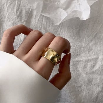 Κοίλη-κυρτή ακανόνιστη επιφάνεια φαρδιά δαχτυλίδια Ανδρικά Γυναικεία Vintage κοσμήματα Απλό ρετρό ασημί χρώμα Μεταλλικό γεωμετρικό ανοιχτό δαχτυλίδι