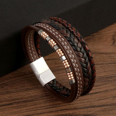 Klassikaline uus nahast käevõru meestele 19/21/23 cm mitmekihilisest nahast meeste helmestega käevõrud Moeehted hulgimüük Dropshipping