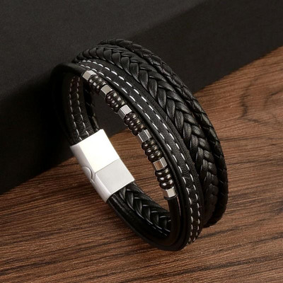 Klassikaline uus nahast käevõru meestele 19/21/23 cm mitmekihilisest nahast meeste helmestega käevõrud Moeehted hulgimüük Dropshipping