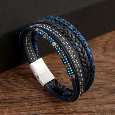 Klassikaline uus nahast käevõru meestele 19/21/23 cm mitmekihilisest nahast meeste helmestega käevõrud Moeehted hulgimüük Dropshipping
