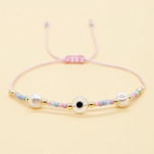 GO2BOHO White Glass Evil Eyes βραχιόλι Κοσμήματα Λευκή απομίμηση μαργαριτάρι CN FGB Seed Beads Tiny βραχιόλι για γυναίκες