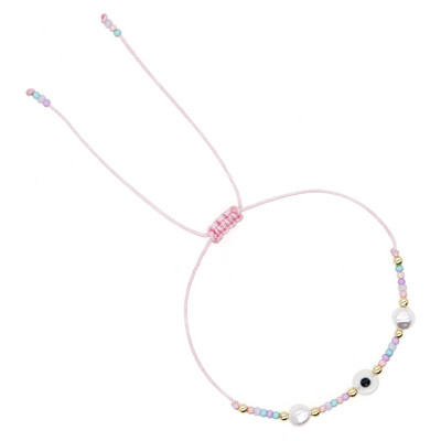 GO2BOHO White Glass Evil Eyes βραχιόλι Κοσμήματα Λευκή απομίμηση μαργαριτάρι CN FGB Seed Beads Tiny βραχιόλι για γυναίκες