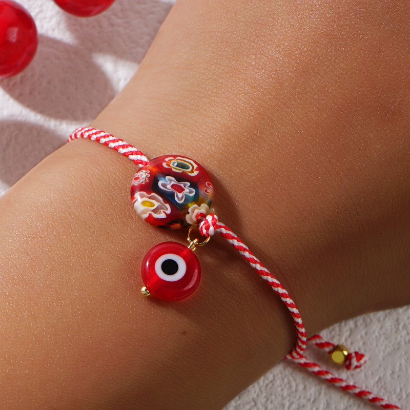 Shinus 2024 Martis seeria klaasist kurja silma ja tuhande lillega klaashelmestest ehted Kreeka märtsikäevõru naistele kohtingkingitus