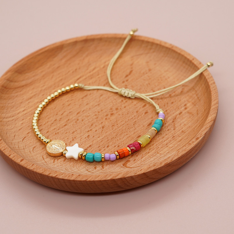 Go2boho Summer Beach Shell Star Jeesuse risti käevõru Kullatud Boho moevõlu ehted