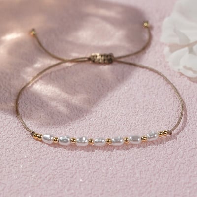 „Shinus“ paprastas virvės siūlas, imitacinis perlas, daug vario sėklų, minimalistinės karoliukų apyrankės 2024 m. Nauji madingi papuošalai moterims, vyrams