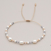 Go2Boho Βραχιόλι με λευκό μαργαριτάρι γλυκού νερού Πολύχρωμες χάντρες από σπόρους Miyuki ρυθμιζόμενο απλό βραχιόλι για γυναίκες Κοσμήματα μόδας για κορίτσια