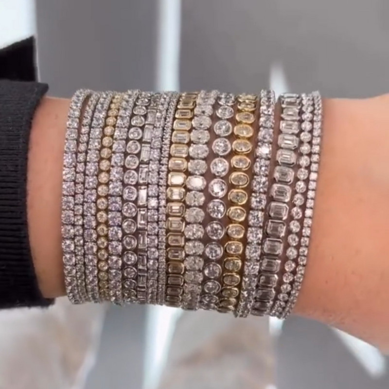 Βραχιόλι τένις 5A Cubic Zirconia CZ 17CM 19CM Bezel Setting Απλό Κλασικό Γυναικείο Κόσμημα με αλυσίδα για κορίτσια