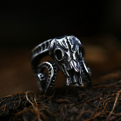 Beier 316L roostevabast terasest nina viikingi iidne roog Lamba pea kolju mees sõrmus vanaaegne avanev loomade ehe BR8-042