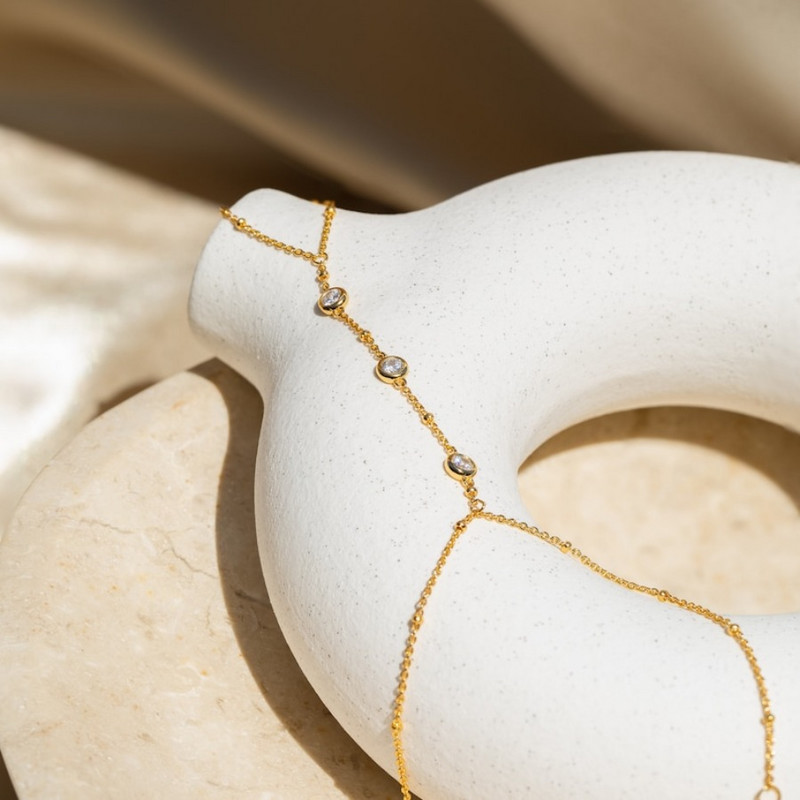 Κρυστάλλινα βραχιόλια χεριών για γυναίκες Μινιμαλιστικό βραχιόλι με αλυσίδα χεριών με ντεκόρ Ζιργκόν Statement Summer Jewelry Gift for Her