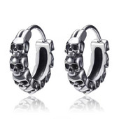 Gothic Full Skull Hoop Auskari Spoku Galva Hipoalerģiski Auskari Vīriešu Forša Pankroka Trend Rotaslietas