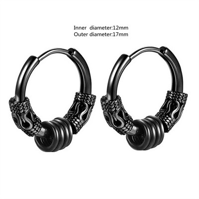 Gothic Full Skull Hoop Auskari Spoku Galva Hipoalerģiski Auskari Vīriešu Forša Pankroka Trend Rotaslietas