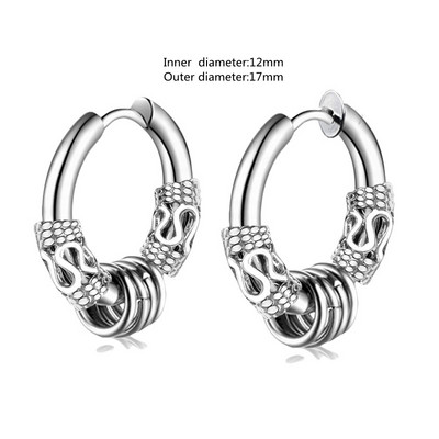 Gothic Full Skull Hoop Auskari Spoku Galva Hipoalerģiski Auskari Vīriešu Forša Pankroka Trend Rotaslietas