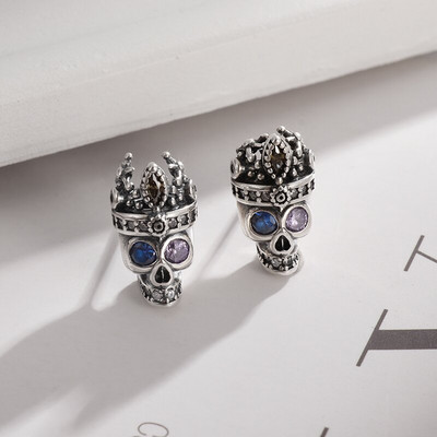 Gothic Full Skull Hoop Auskari Spoku Galva Hipoalerģiski Auskari Vīriešu Forša Pankroka Trend Rotaslietas