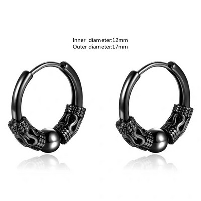 Gothic Full Skull Hoop Auskari Spoku Galva Hipoalerģiski Auskari Vīriešu Forša Pankroka Trend Rotaslietas