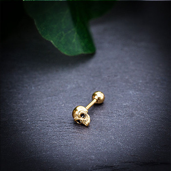 Модни пънк черепни мини обеци от неръждаема стомана Класически дизайн Скелет Малки бижута за уши Парти подаръци за жени Мъже