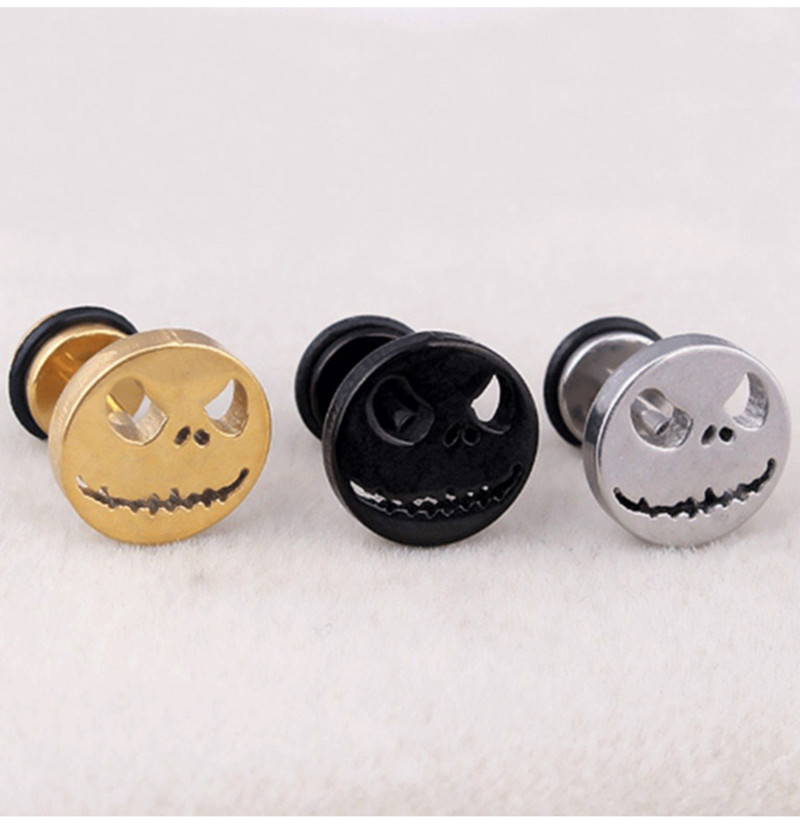 1 paar moodne punk ümmargune kooki kõrvarõngad meestele naistele naeratus Halloweeni kõrvitsa peaga kõrvarõngad roostevabast terasest ehted kingitused