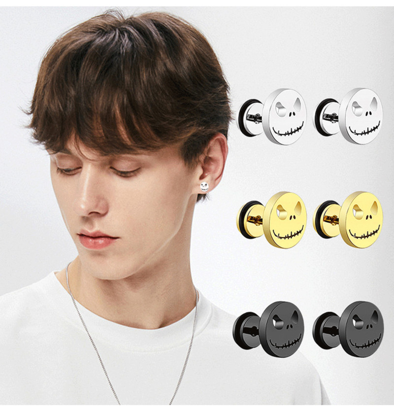 1 paar moodne punk ümmargune kooki kõrvarõngad meestele naistele naeratus Halloweeni kõrvitsa peaga kõrvarõngad roostevabast terasest ehted kingitused