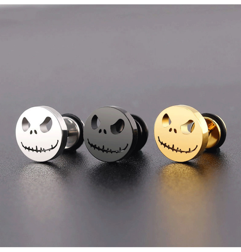 1 paar moodne punk ümmargune kooki kõrvarõngad meestele naistele naeratus Halloweeni kõrvitsa peaga kõrvarõngad roostevabast terasest ehted kingitused