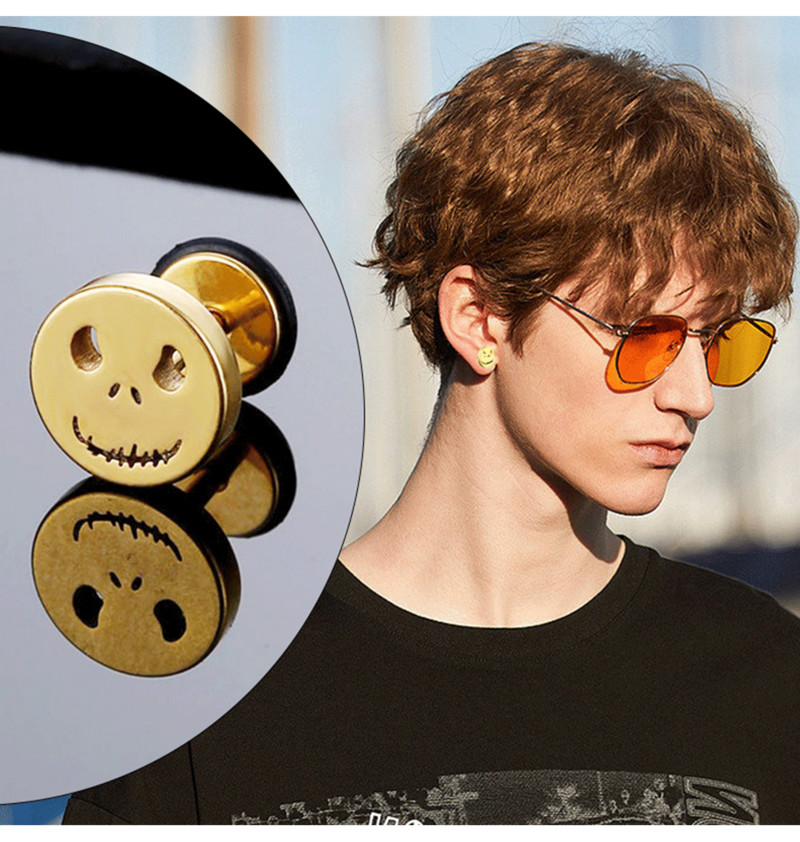 1 paar moodne punk ümmargune kooki kõrvarõngad meestele naistele naeratus Halloweeni kõrvitsa peaga kõrvarõngad roostevabast terasest ehted kingitused