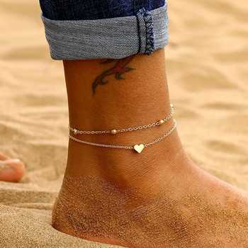KOTiK Χρυσό Ασημί Χρώμα Vintage Σετ Αστραγάλου Γυναικείο Πολυστρωματικό Ρυθμιζόμενο βραχιόλι στα πόδια Κοσμήματα παραλίας