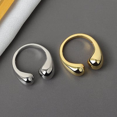 2024 New Exaggeration Punk Water Droplets Distortion Irregular Wide Version Gold Color Ring For Women Party Jewelry Gifts