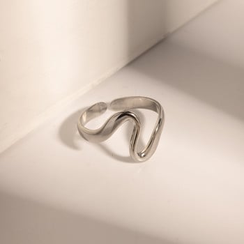 Youthway από ανοξείδωτο ατσάλι Μινιμαλιστική ακανόνιστη καμπύλη Γεωμετρικό κυρτό δαχτυλίδι αμαυρώνει Δωρεάν δώρο κοσμημάτων Unisex μόδας