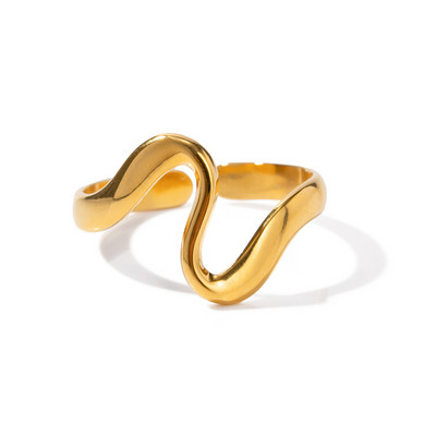 Youthway Stainless Steel Minimalist Irregular Curve Geometric Curved Ring Tarnish Free Fashion Unisex Jewelry Gift