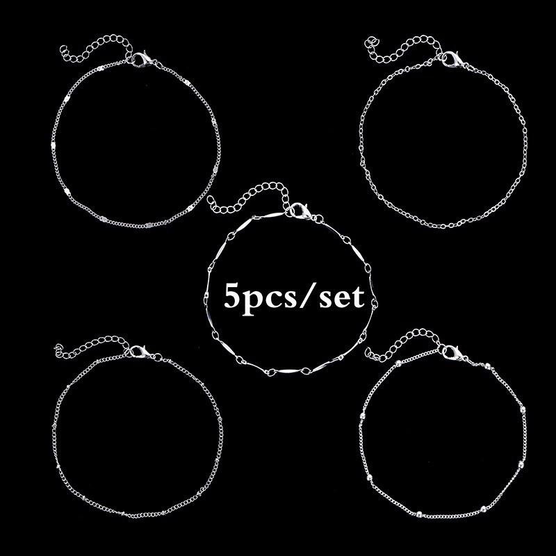 5 tk/komplekt pahkluu käevõru jalavõru Mitmekihiline helmekett pahkluu käevõrud lihtsad rannakomplekt pahkluu käevõru tüdrukutele ehted