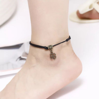 Καθημερινά κοσμήματα Creative Anklet καλοκαιρινά αξεσουάρ Ρετρό προσωπικότητα Μαύρο κερί σχοινί πλεκτό Anklet Beach Δημοφιλή αξεσουάρ Δώρο