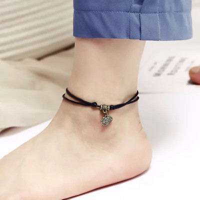 Καθημερινά κοσμήματα Creative Anklet καλοκαιρινά αξεσουάρ Ρετρό προσωπικότητα Μαύρο κερί σχοινί πλεκτό Anklet Beach Δημοφιλή αξεσουάρ Δώρο