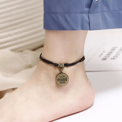 Καθημερινά κοσμήματα Creative Anklet καλοκαιρινά αξεσουάρ Ρετρό προσωπικότητα Μαύρο κερί σχοινί πλεκτό Anklet Beach Δημοφιλή αξεσουάρ Δώρο