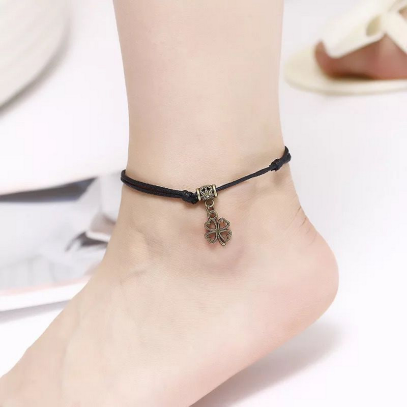 Καθημερινά κοσμήματα Creative Anklet καλοκαιρινά αξεσουάρ Ρετρό προσωπικότητα Μαύρο κερί σχοινί πλεκτό Anklet Beach Δημοφιλή αξεσουάρ Δώρο