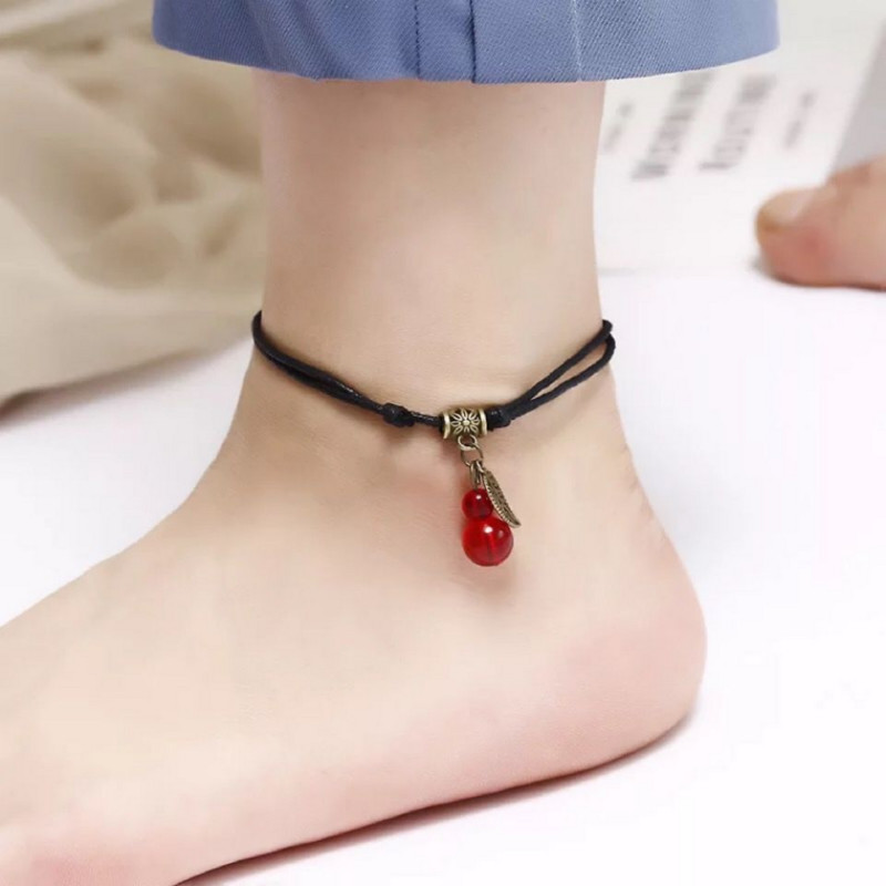 Καθημερινά κοσμήματα Creative Anklet καλοκαιρινά αξεσουάρ Ρετρό προσωπικότητα Μαύρο κερί σχοινί πλεκτό Anklet Beach Δημοφιλή αξεσουάρ Δώρο