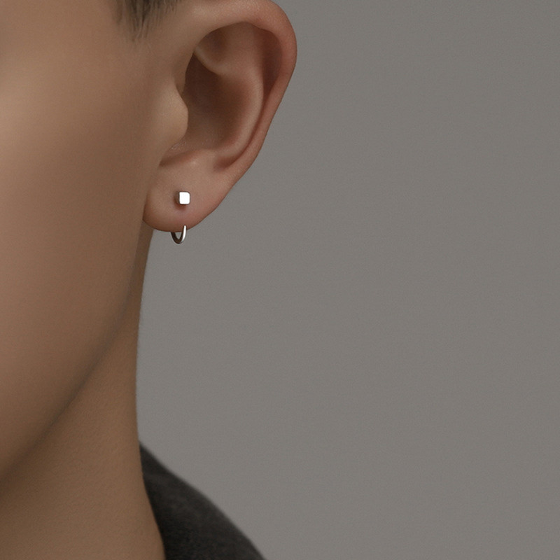 Vintage Minimalistlikud ruudukujulised kõrvarõngad teismelistele Kõrva augustamine Kõrvarõngad Naistele Mehed augustatud Ebatavalised peokõrvarõngad Ehted