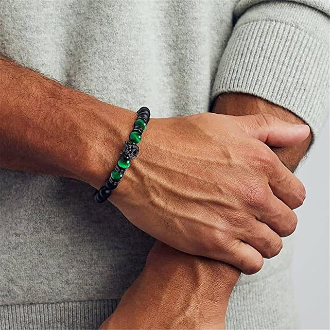 Metallhundi pea võlu meeste käevõru tiigrisilm laavakivi helmestega käevõrud sõbrale ehted aroomiteraapia eeterlike õlide hajuti kingitused