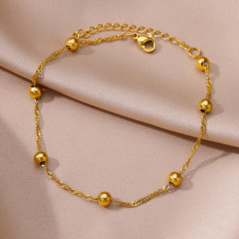 Βραχιόλι με αλυσίδα από ανοξείδωτο ατσάλι για γυναικεία αξεσουάρ Χρυσό χρώμα Βραχιόλι αστραγάλου αδιάβροχο μπράτσο καλοκαιρινή παραλία Boho Jewellery