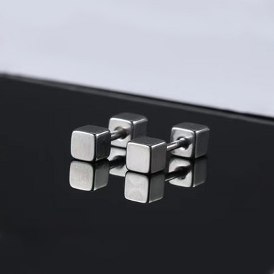 1 par klasičnih CZ/loptastih/stožastih/okruglih/četvrtastih naušnica s nitnama Muškarci od nehrđajućeg čelika Muškarci Ženske naušnice Nakit 3/4/5 mm