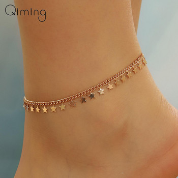 Bohemia Little Star Tassel Anklet Γυναικείο βραχιόλι ποδιών σε αλυσίδα ποδιών Barefoot jewelry anklet