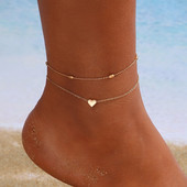 New Fashion Simple Heart Female Anklets Foot Jewelry Leg New Anklets on Foot Ankle βραχιόλια για γυναίκες Δώρα με αλυσίδα ποδιών