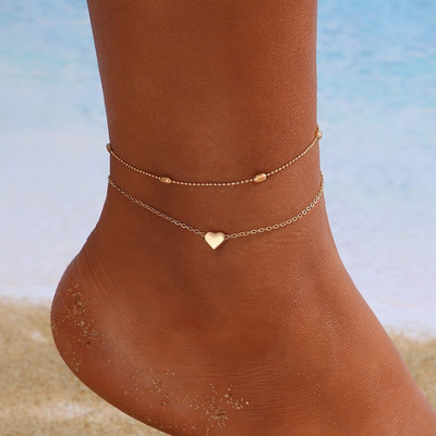 New Fashion Simple Heart Female Anklets Foot Jewelry Leg New Anklets on Foot Ankle βραχιόλια για γυναίκες Δώρα με αλυσίδα ποδιών