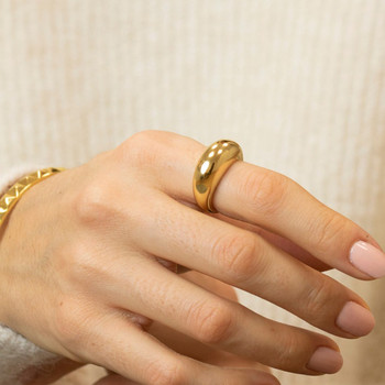 e-Manco Модни прости пръстени от неръждаема стомана за жени Дъгови пръстени Бижута Геометричен размер на пръстена 5 6 7 8