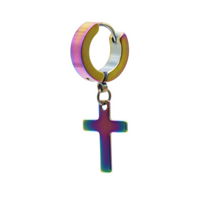 1 tk võlts augustatavad kõrvarõngad roostevabast terasest klambriga mitte augustatavad kõrvarõngad naistele meestele Cross Gothic Punk Rock Drop Pendiente