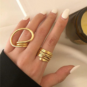 2 τμχ/σετ Γυναικεία δαχτυλίδια Υπερβολικές γραμμές Δαχτυλίδια για γυναίκες Μόδα Απλή παραμορφωμένη γεωμετρική δήλωση για πάρτι Κοσμήματα σχεδιαστών